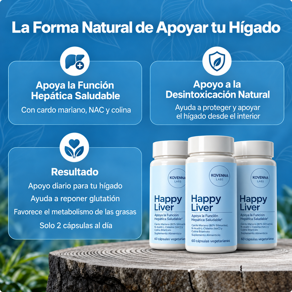 HAPPY LIVER - Apoyo Hepático - Capsulas con ingredientes Naturales